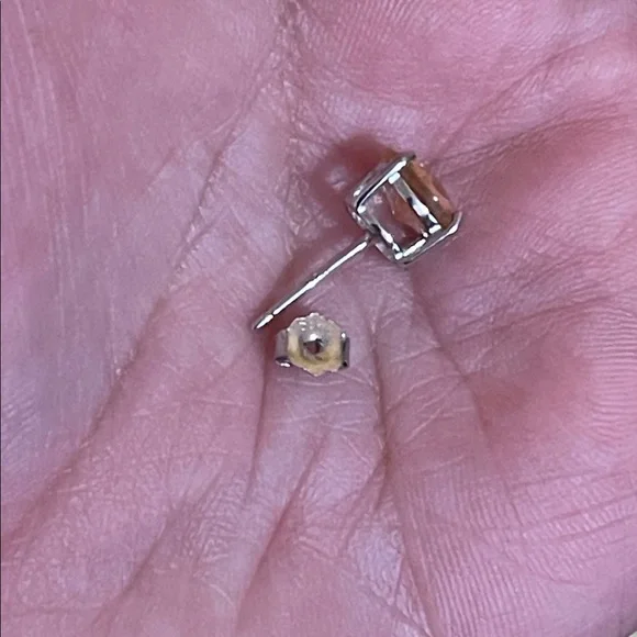 NWT Natural Citrine Gemstone 925 Silver Stud Earrings 7.7mm each stone